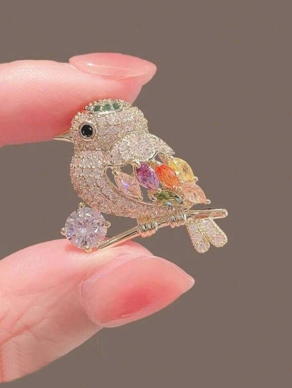 Cute Bird Rhinestone Brooch Pin